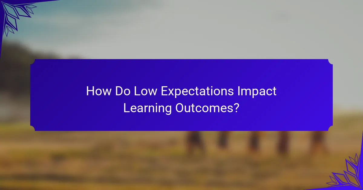 How Do Low Expectations Impact Learning Outcomes?