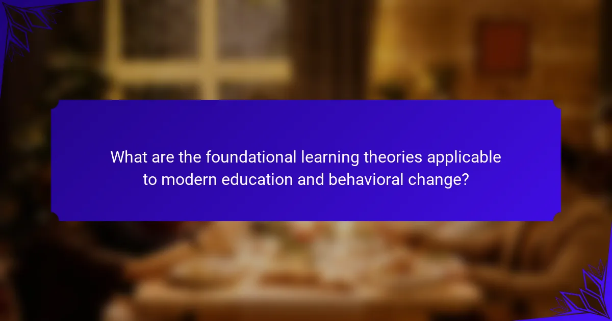 What are the foundational learning theories applicable to modern education and behavioral change?