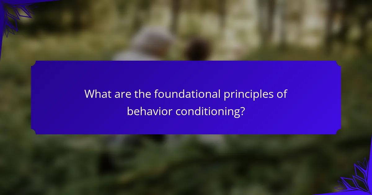 What are the foundational principles of behavior conditioning?