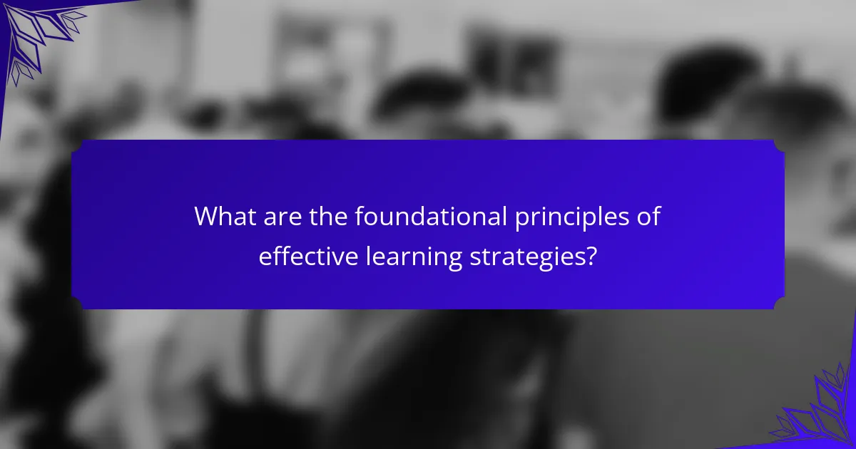 What are the foundational principles of effective learning strategies?