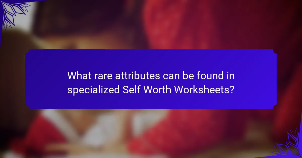 What rare attributes can be found in specialized Self Worth Worksheets?